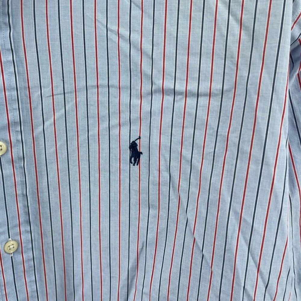 Polo Ralph Lauren Shirt Mens 17 34/35 Blue Striped Yarmouth‎